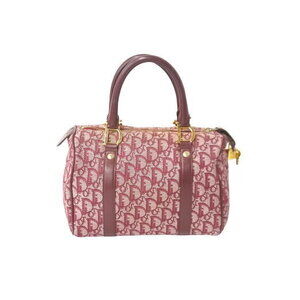 Christian Dior Speedy Boston Trotter Handbag Red Jacquard